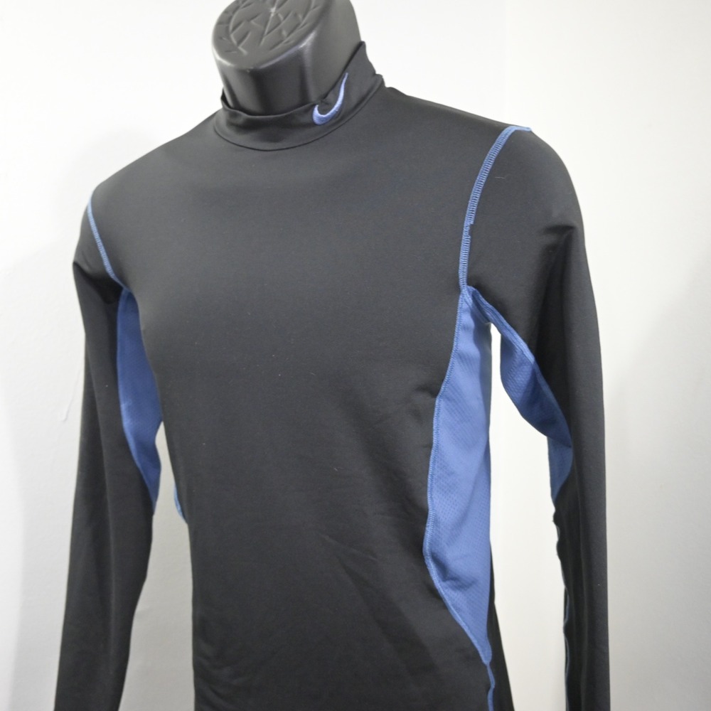 Nike Pro Combat Hyperwarm Thermal Base Layer Mens Small Fitted Black Mock Neck
